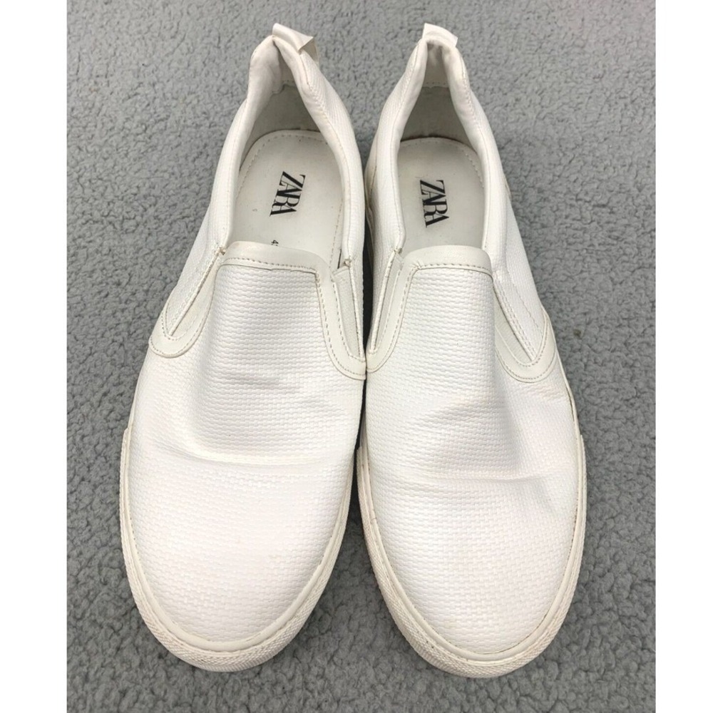Zara Canvas Slip On Shoes Mens 10 White Minimalist Casual Low Top Sneaker Loafer